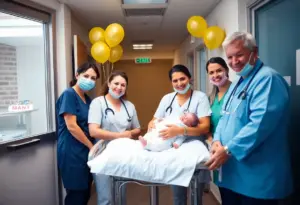 Celebration of the first baby born in Lexington in 2026.