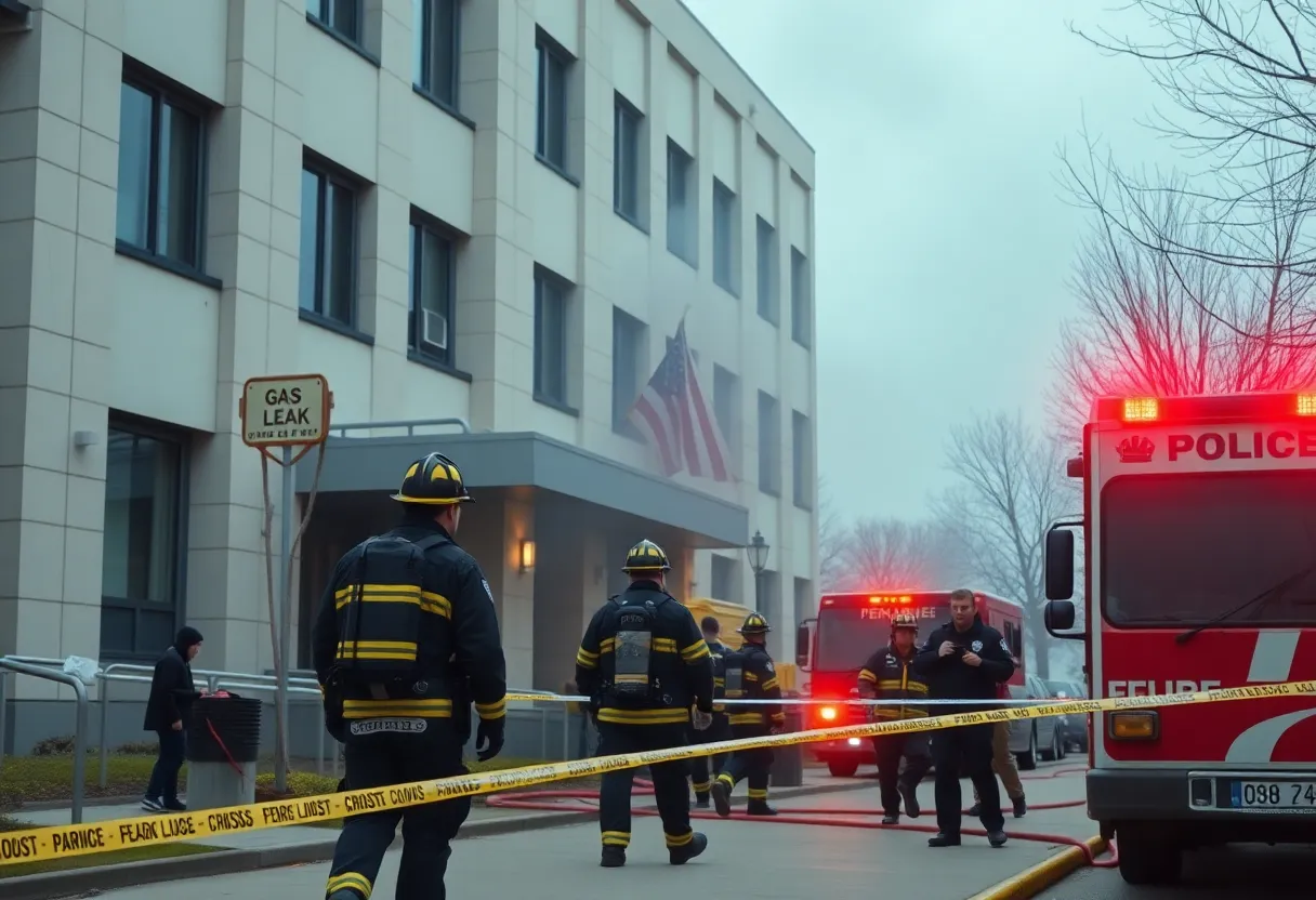 Emergency crews responding to a gas leak at the University of Kentucky