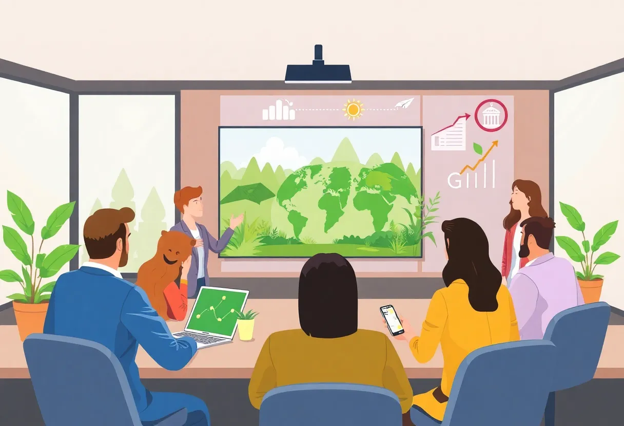 Visual representation of a virtual meeting discussing sustainability in Lexington.