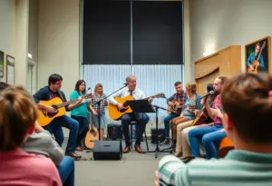 Musicians performing at a recovery center