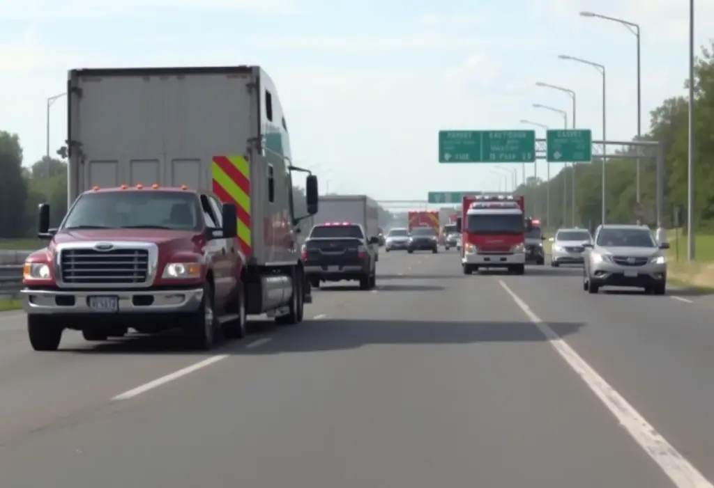Emergency crews at an accident scene on I-75 near Newtown Pike