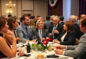 Professionals networking at the Kentucky Chamber Day Dinner