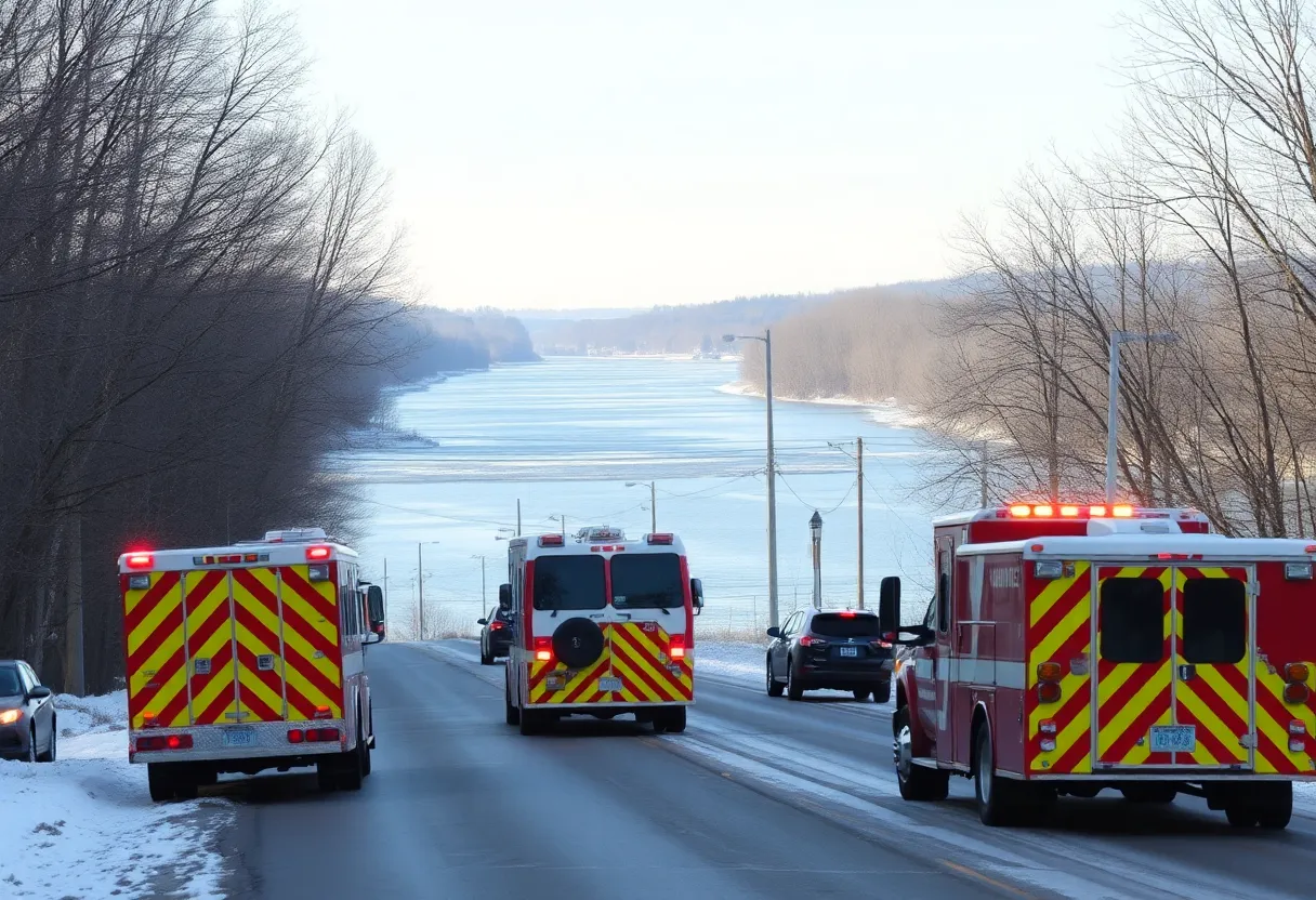 Emergency crews searching along the Kentucky River