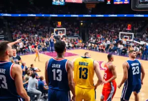 Kentucky Wildcats players celebrating during a basketball game.