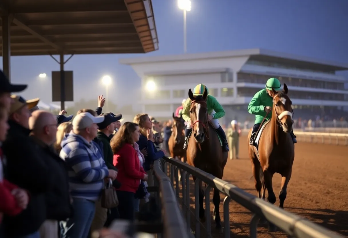 Horses racing at the Leonatus Stakes in Turfway Park