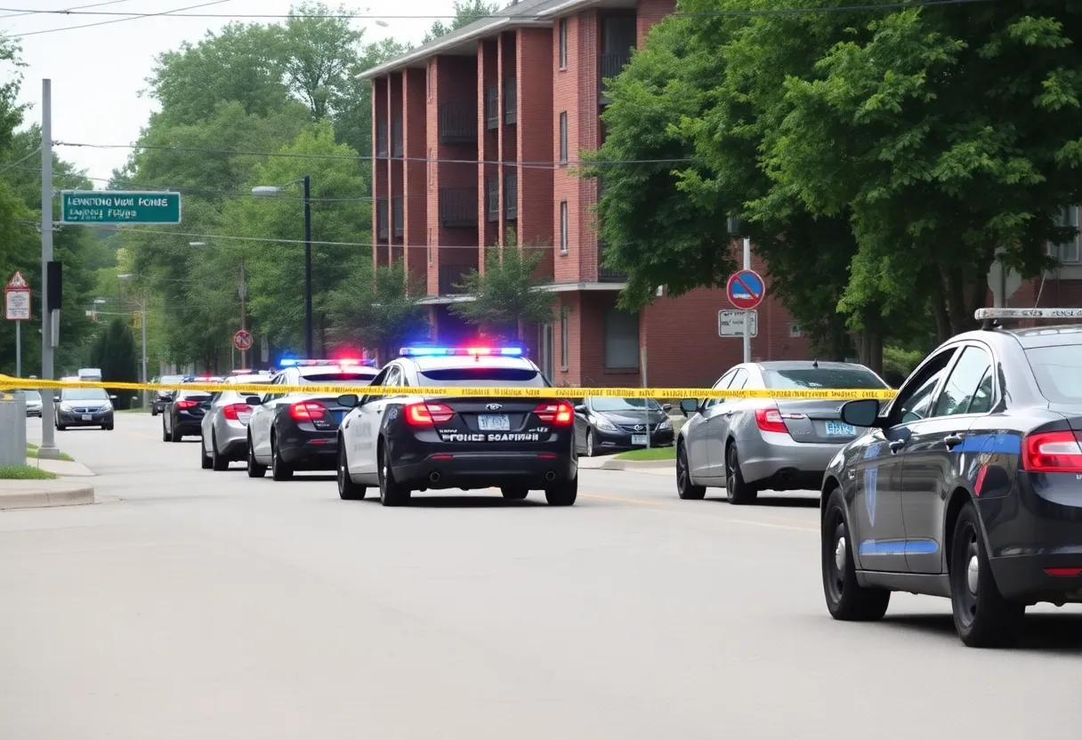 Police at the scene of a shooting incident in Lexington, Kentucky