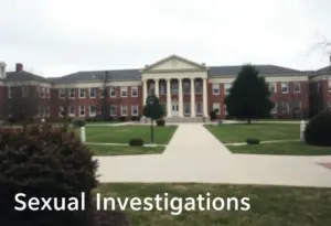 A college campus building symbolizing serious allegations