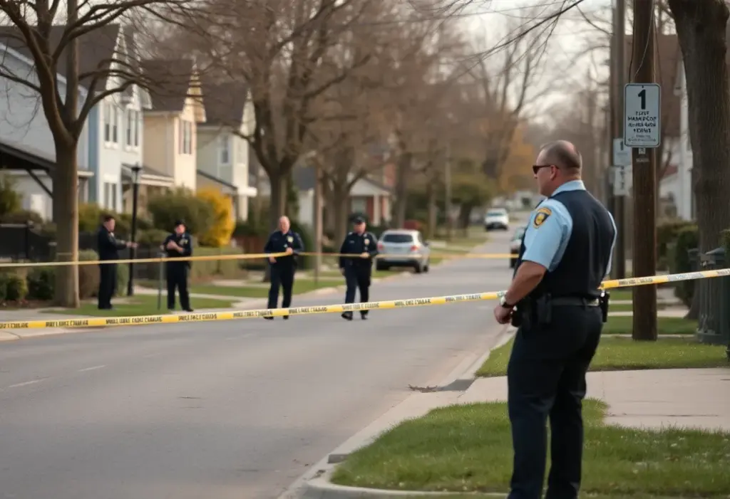 Police investigating a homicide scene in Lexington