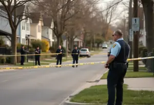 Police investigating a homicide scene in Lexington