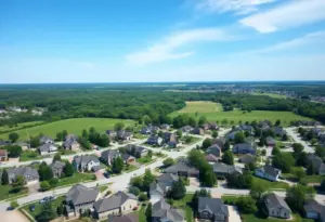 Aerial view of houses in Lexington, Kentucky