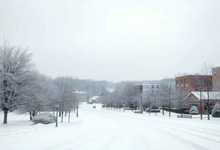 Snow-covered landscape in Lexington Kentucky