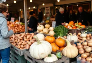 Fresh produce displayed at the Lexington Neighborhood Farmacy Market