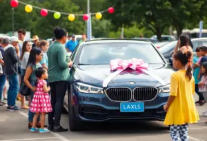 Community members participating in the Lexus raffle event