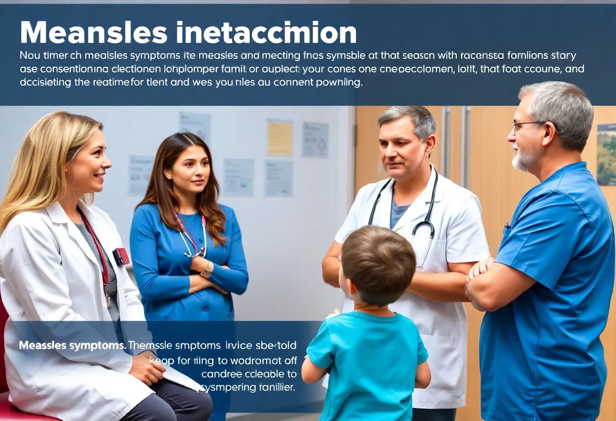 Healthcare professional discussing measles with families