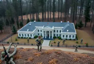 Delta Force soldiers training at a replica of a presidential compound