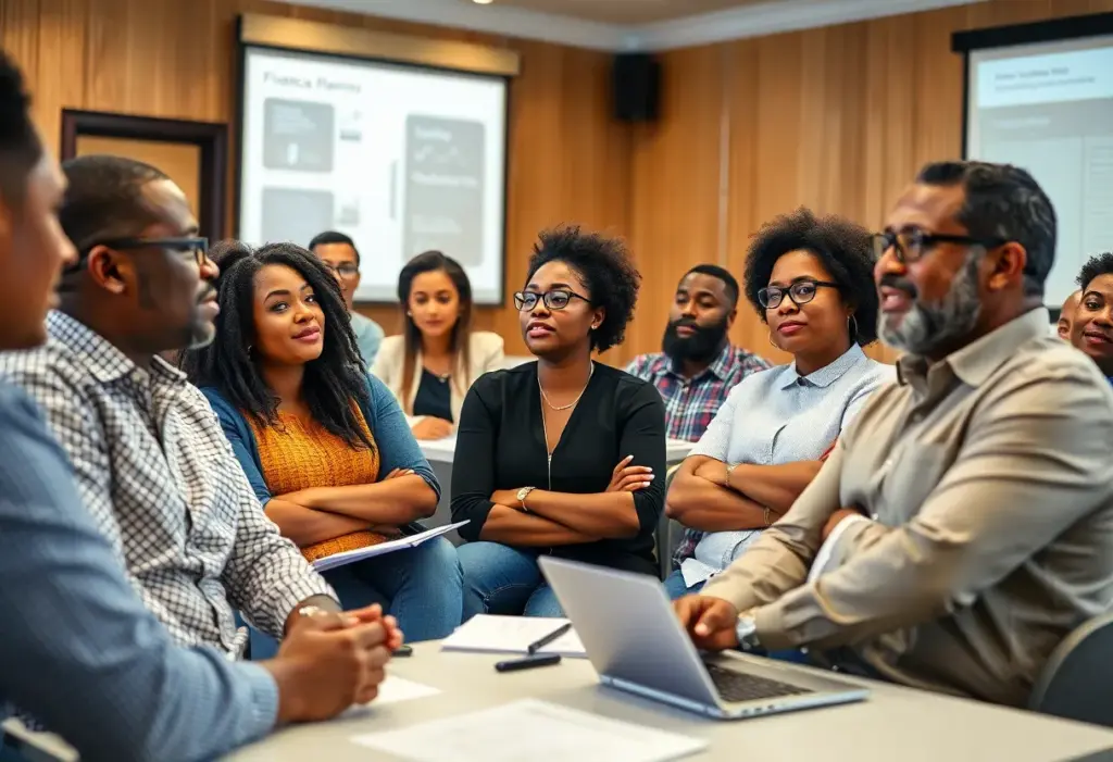 Small business owners participating in a financial literacy class