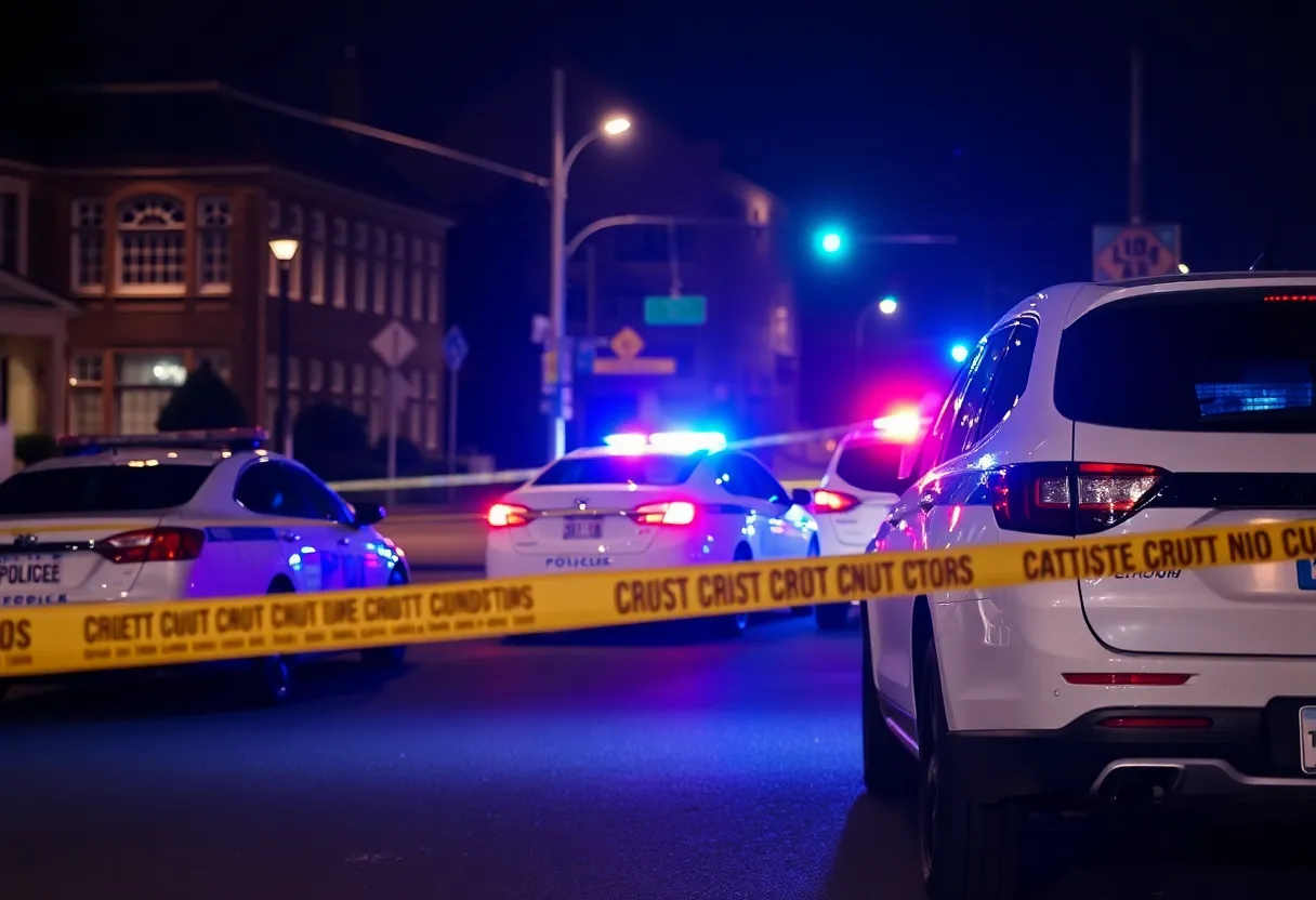 Police investigation at the scene of a shooting in Nicholasville, Kentucky.