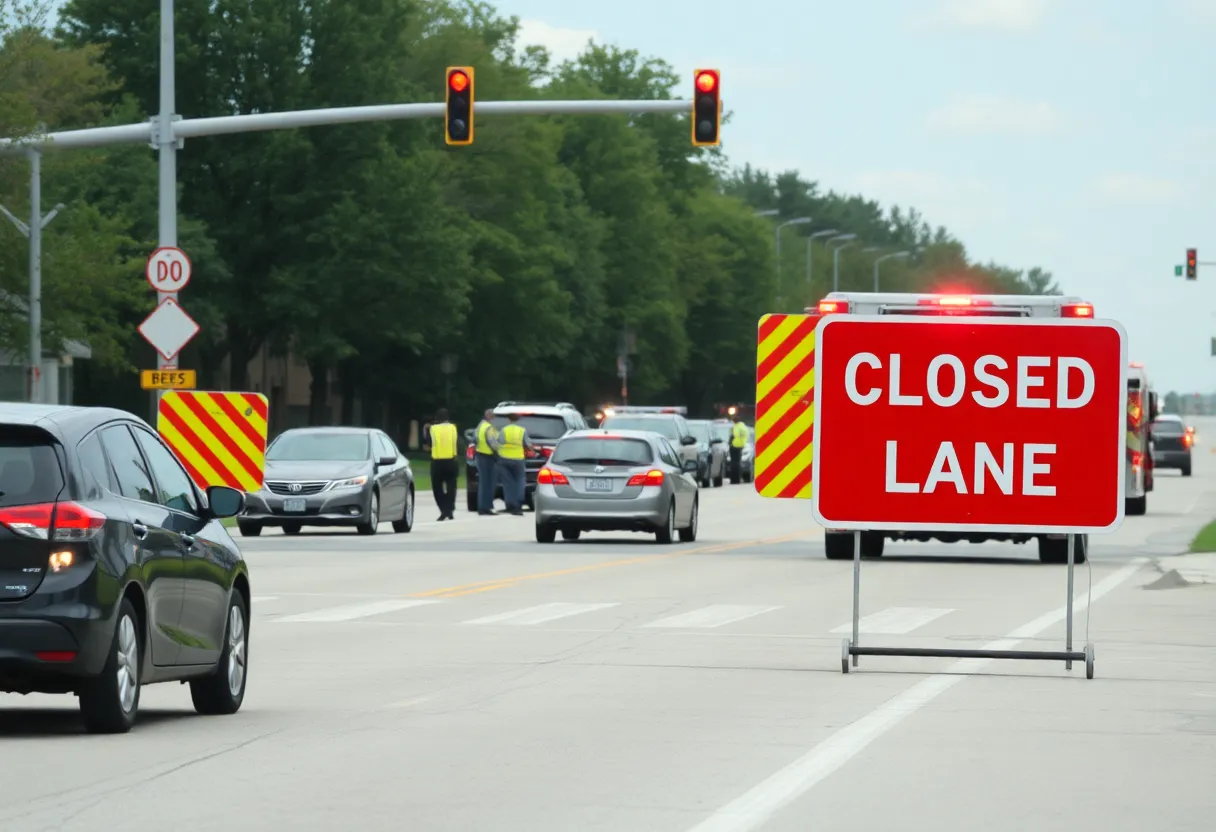 Emergency responders at a pedestrian crash site in Lexington, Kentucky.