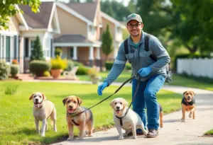 Dog waste removal service provided by Pet Butler in a suburban area