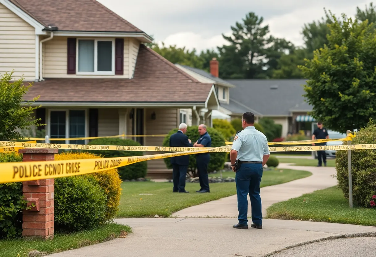 Crime scene investigation at a residential area