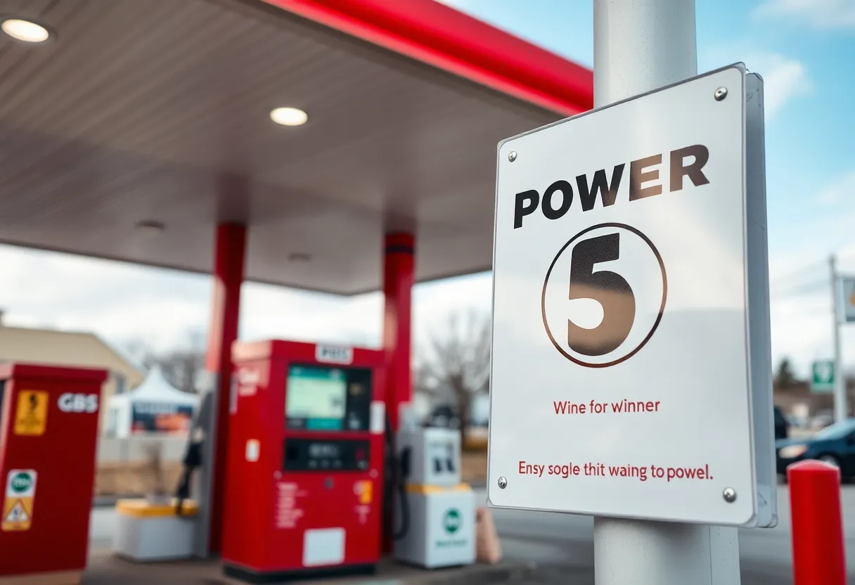 Exterior view of Estepp's Friendly Shell gas station where Powerball ticket sold.