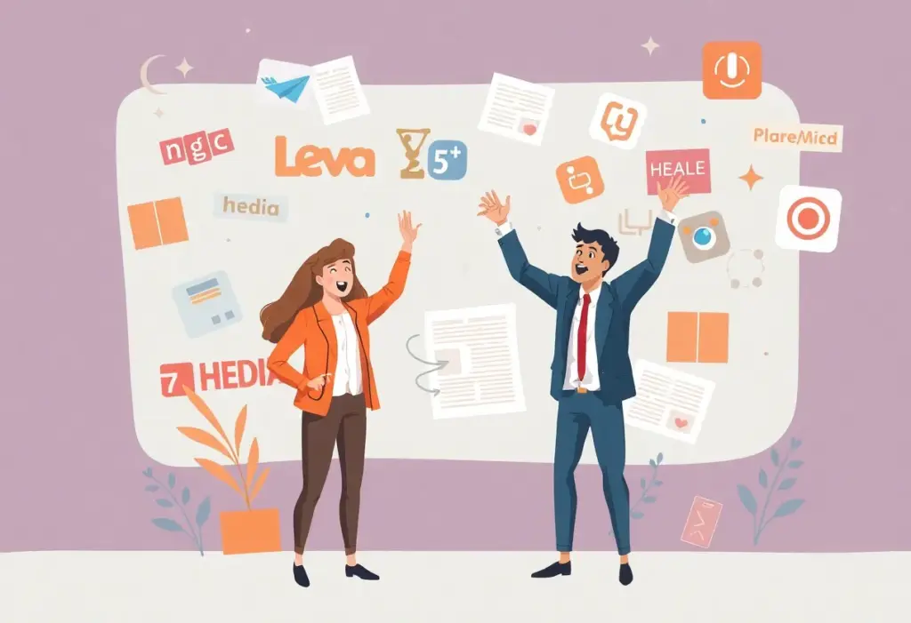 Small business owners celebrating press release distribution success