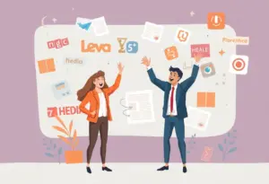 Small business owners celebrating press release distribution success