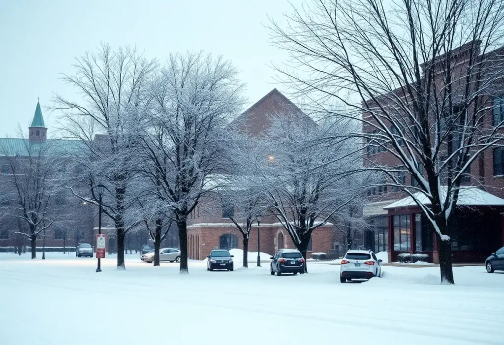 Snowy scene in Lexington during a severe cold snap