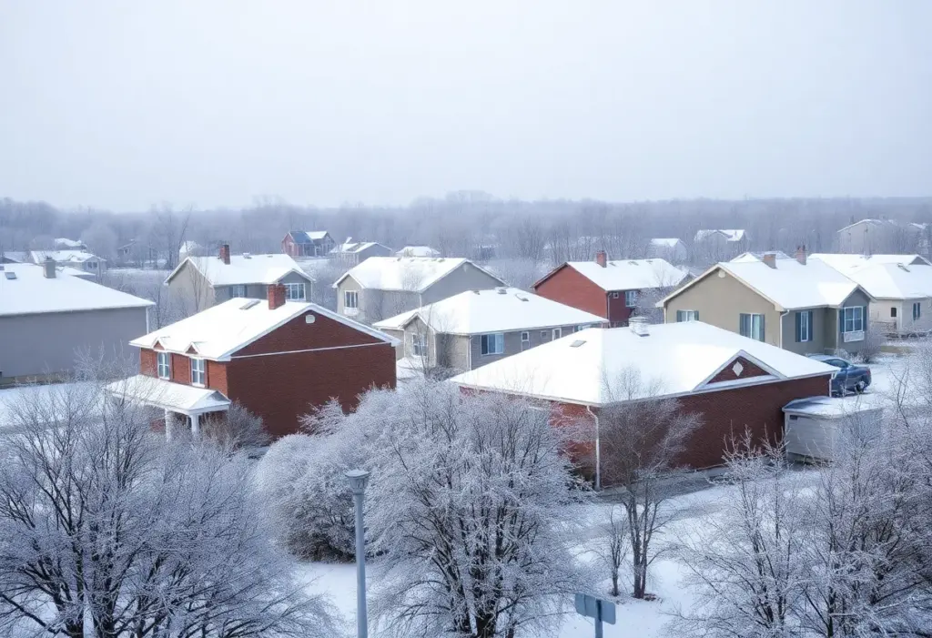 Snow-covered landscape in Lexington, Kentucky during a cold spell