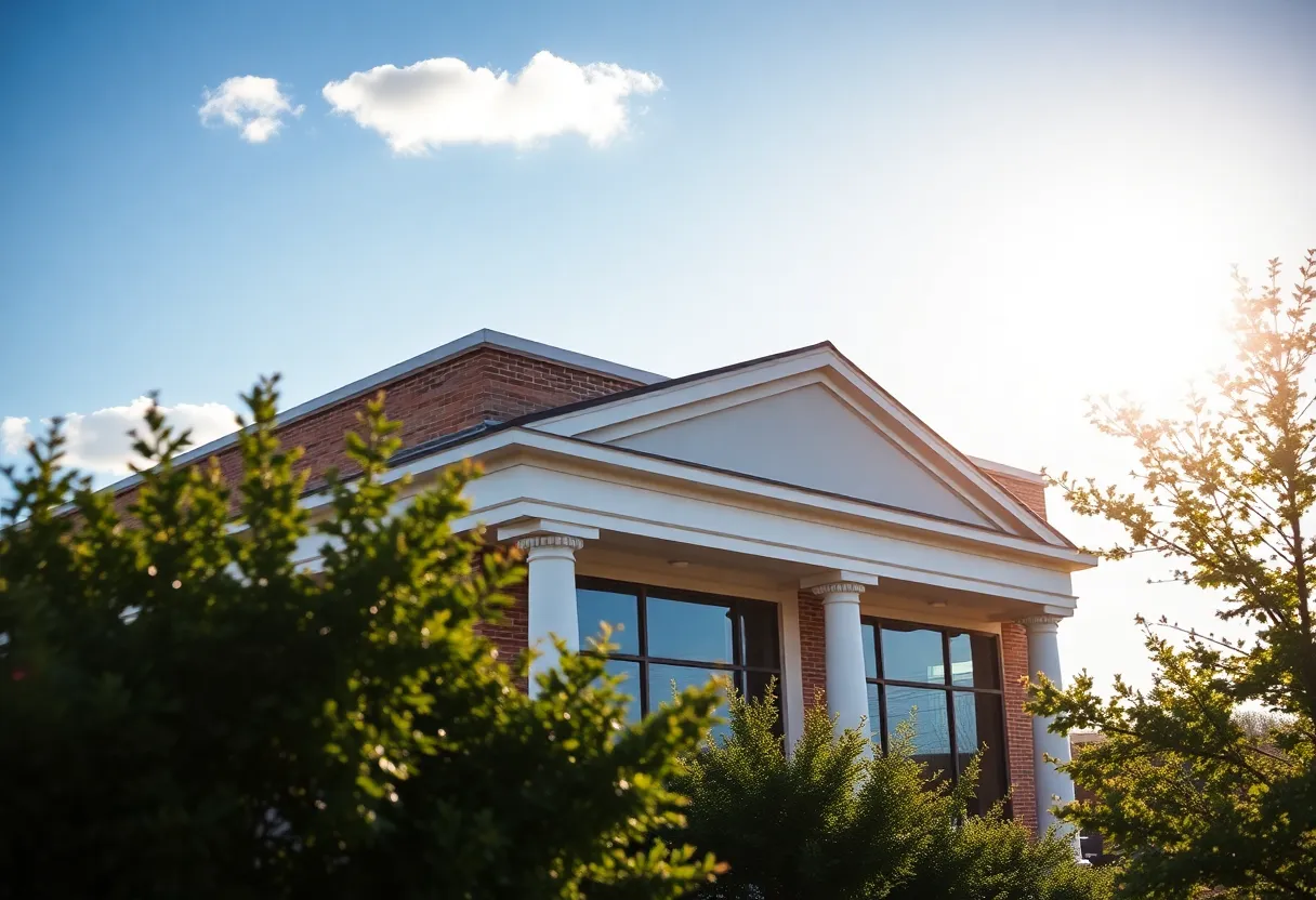 Scenic view of a bank branch in Kentucky symbolizing a merger in the finance sector.
