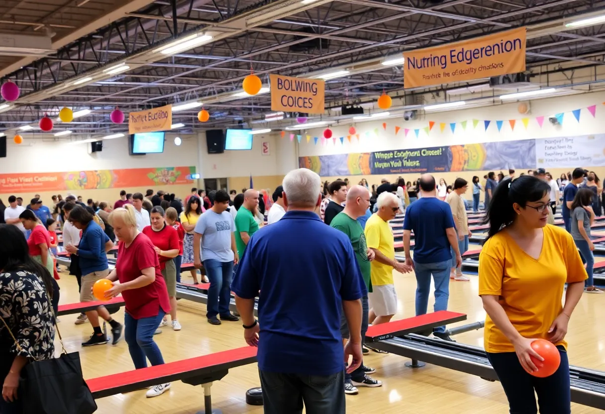 Participants enjoying a bowling event supporting education in Lexington KY.