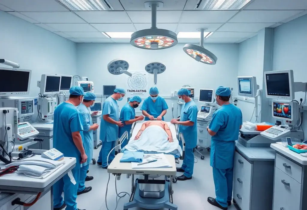 Healthcare professionals at the UK Transplant Center working on organ transplantation.