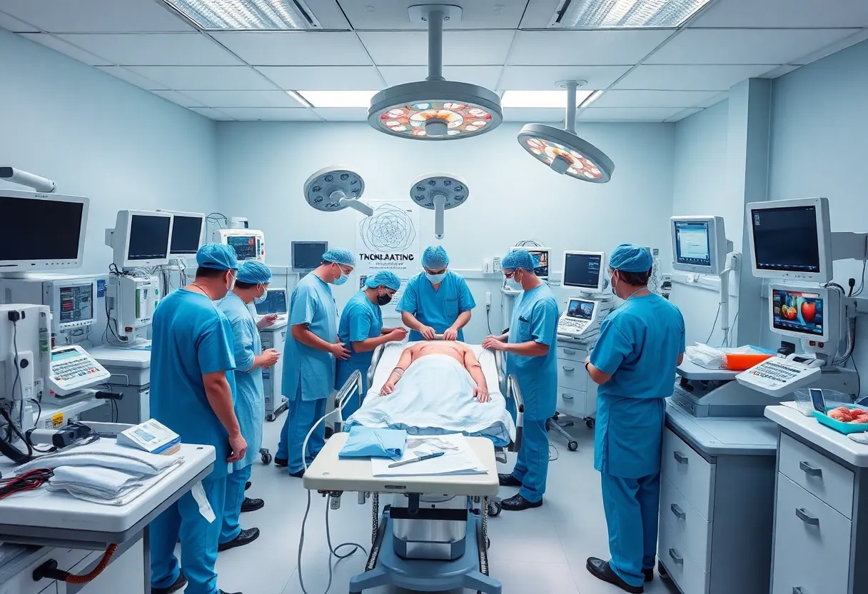 Healthcare professionals at the UK Transplant Center working on organ transplantation.
