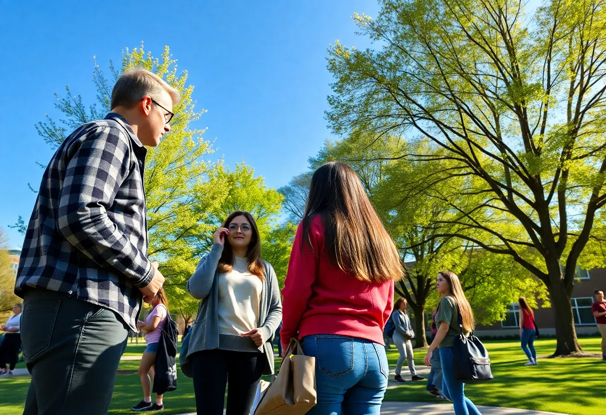 Students discussing on the University of Kentucky campus