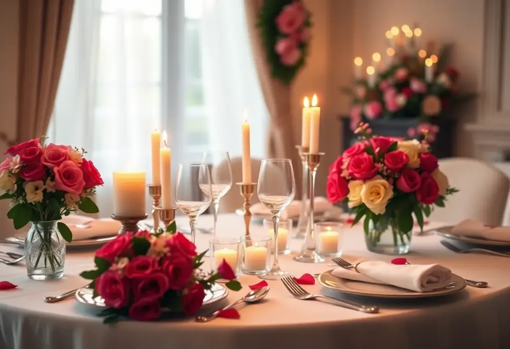 Romantic dining setup for Valentine's Day at The Rackhouse Tavern in Lexington