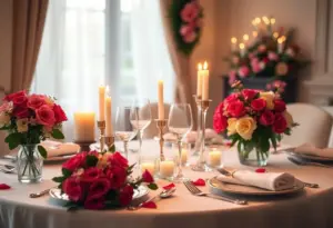 Romantic dining setup for Valentine's Day at The Rackhouse Tavern in Lexington