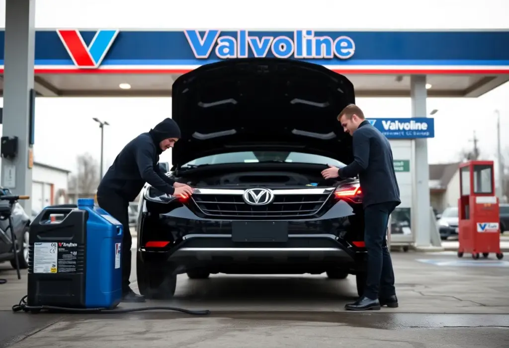 Customer receiving oil change service at Valvoline Instant Oil Change