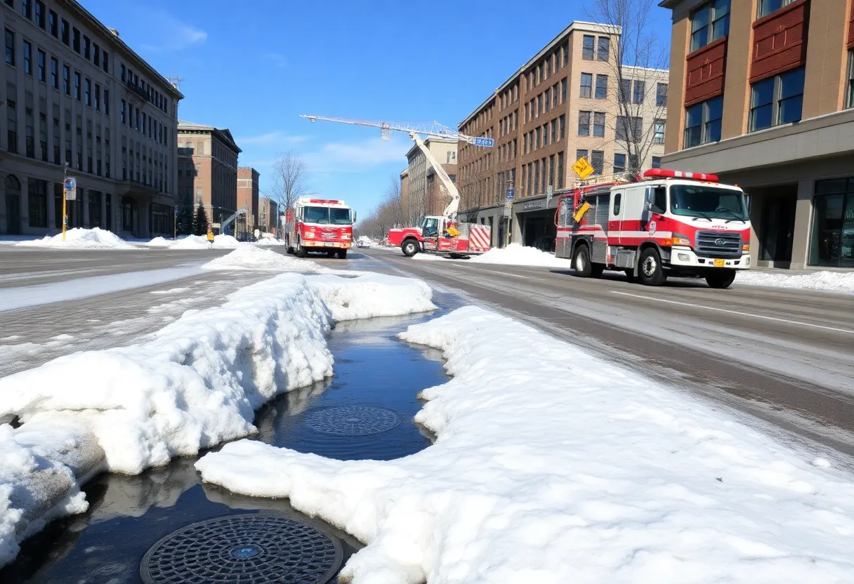 Emergency crews repairing a water main break on Kelly Street in Paris, Kentucky.