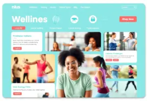 Screenshot of the Well at UK portal showcasing fitness classes and wellness resources.