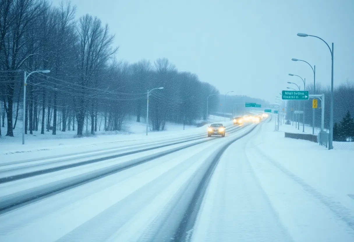Heavy snowfall and icy roads in Kentucky
