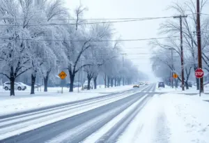 Heavy snow and ice accumulation in Lexington, Kentucky