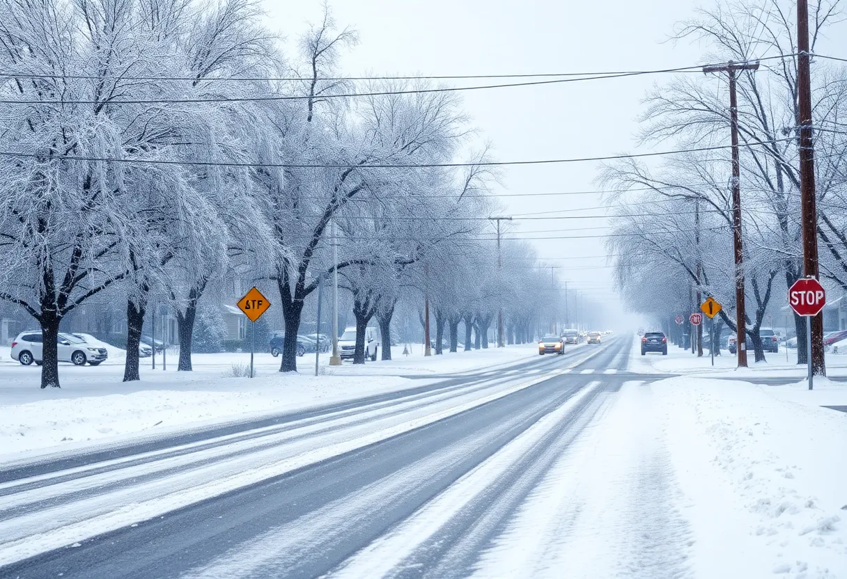 Heavy snow and ice accumulation in Lexington, Kentucky
