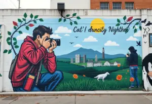 A mural depicting a photographer capturing moments in a Lexington community.