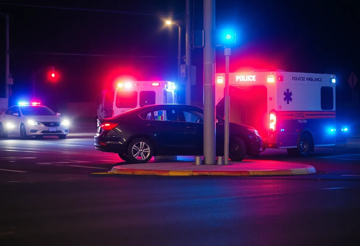 Emergency responders at car accident scene in Lexington, KY