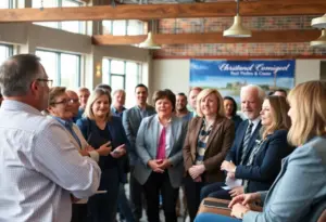 Local business leaders participating in a fundraising meeting for Governor Beshear's Super PAC.