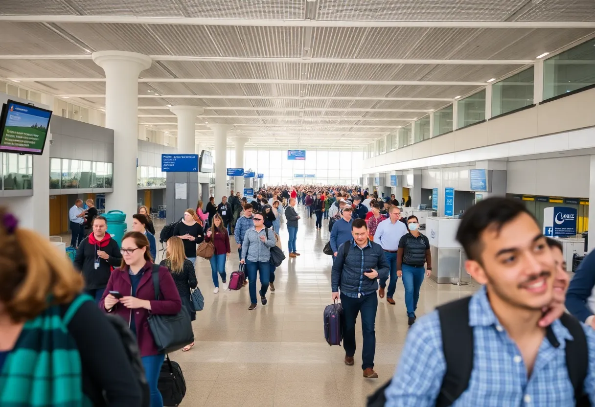 Travelers at Blue Grass Airport demonstrating increased passenger volume