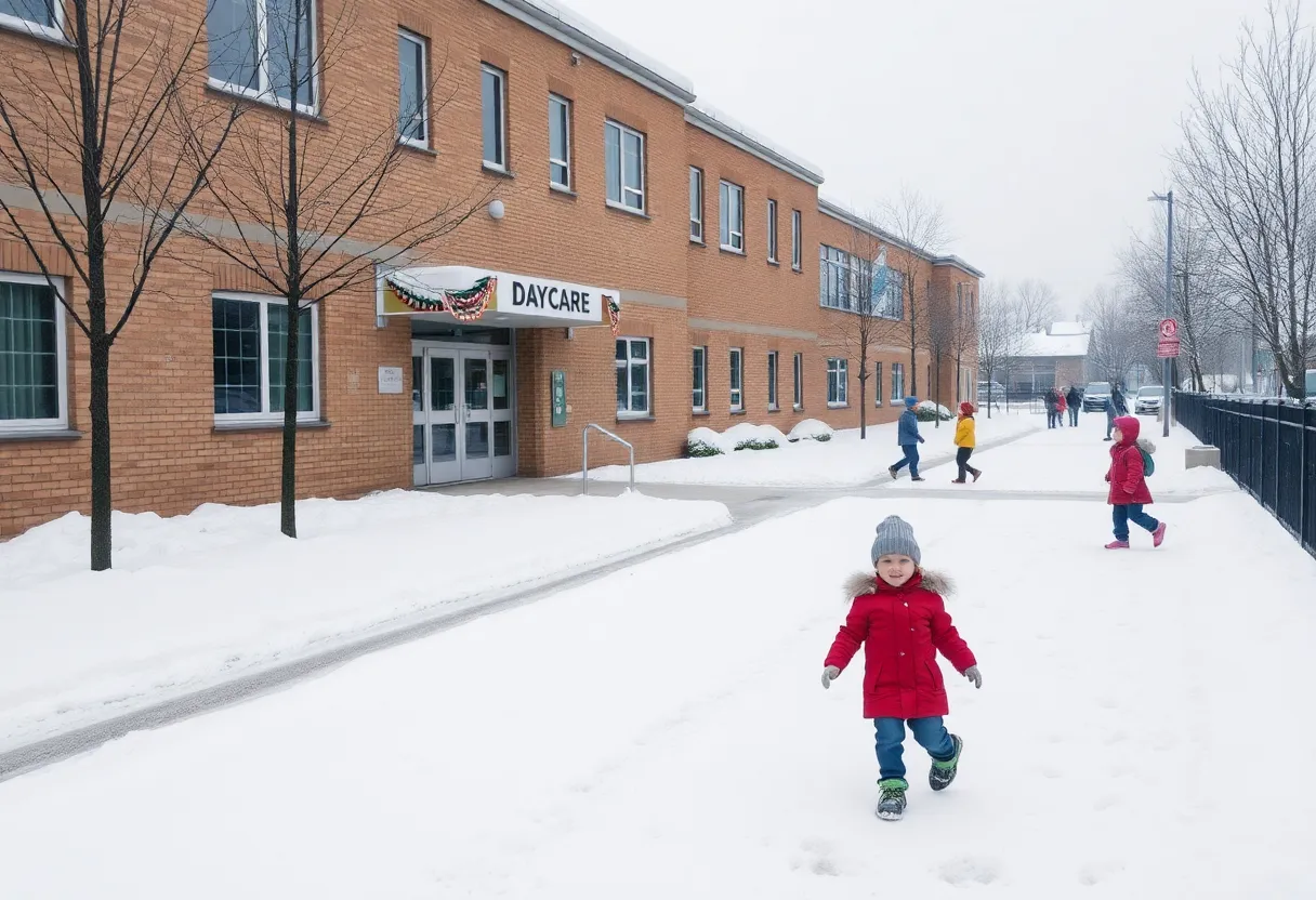 Daycare services at Bourbon County Schools during winter weather