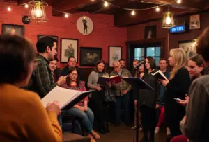 A poet performing at the Burn The Mic Poetry Open Mic event.