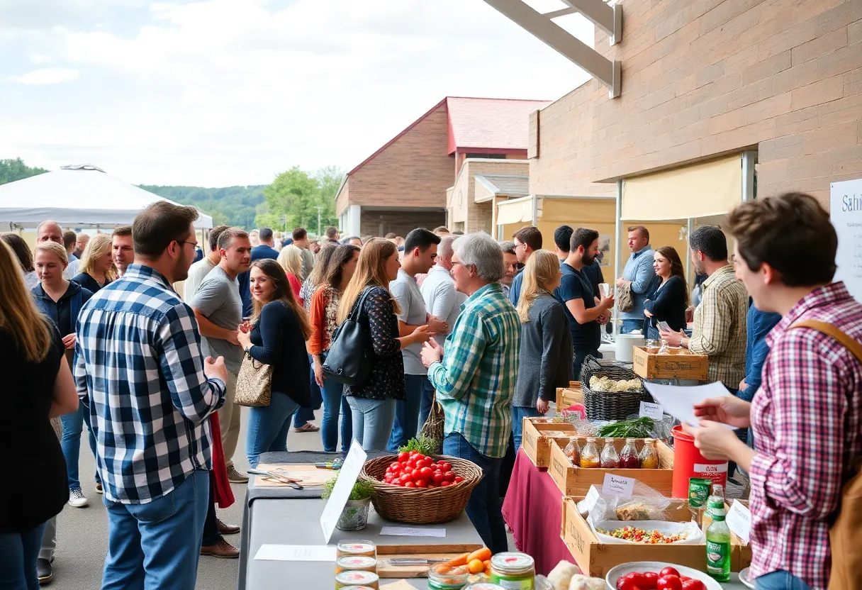 A gathering of food entrepreneurs at the Central Kentucky summit, discussing local culinary innovations.