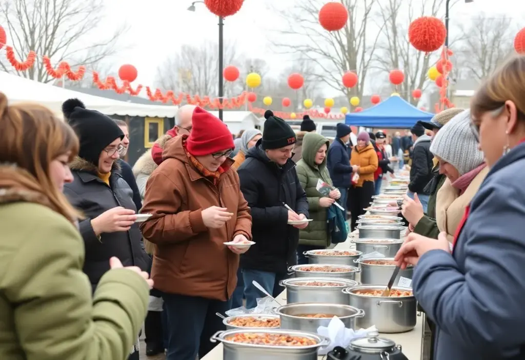 Community members enjoying the chili cook-off at Man O'War's Harley-Davidson